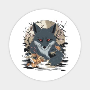 Gloomy Fox Japanese Art Print Magnet